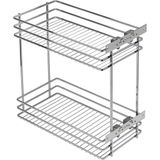 GTV Movix uittrekbare keukenmand, 2 legplanken voor meubels van 250 mm, zijdelingse montage, draagkracht 15 kg, ruimtebesparende organizer, chroomafwerking