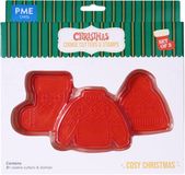 PME PME Kerstkoekjesvormpjes en stempels - Gezellige Kerst (set van 3)