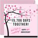 Grappige 43e verjaardagskaart voor vrouw of echtgenoot - 15706 dagen samen - I Love You cadeaus, gelukkige 43e huwelijksverjaardag kaarten voor partner, 145 mm x 145 mm wenskaarten voor 43 jaar