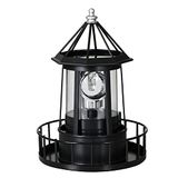 Hearty Rise Daweglop Phare LED solaire rotatif à 360 degrés Décoration de cour étanche Tour de jardin Statue Lumières B