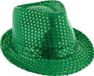 Funny Fashion Trilby hoedje - groen - glitter - pailletten - polyester - heren/dames - Carnaval