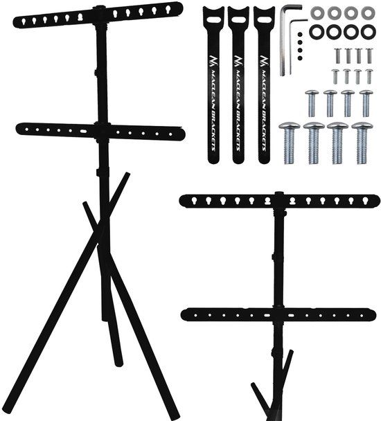 Maclean - Vrijstaande TV Vloerstandaard - 37-80 inch - Max. VESA 600x400 - Max. 60 kg - Zwart - MC-182 B