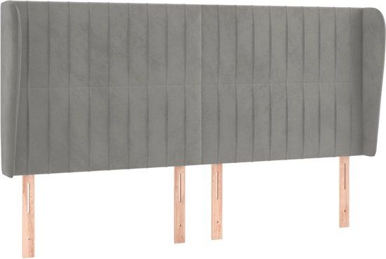 vidaXL Hoofdbord met randen 163x23x118/128 cm fluweel lichtgrijs