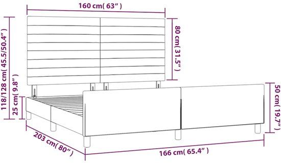 vidaXL Bedframe zonder matras 160x200 cm fluweel donkergroen