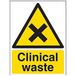 VSafety Signs 6A024AN-S "Klinisch afval" waarschuwingsmateriaal en chemisch teken, zelfklevend, portret, 150 mm x 200 mm, zwart/geel