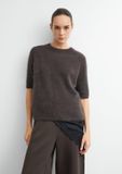 Comma - Dames Trui met lange mouwen van 100% wol - Donkerbruin - Maat XL