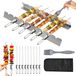 Lot de 12 brochettes en acier inoxydable pour barbecue, avec sac de rangement