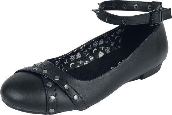 Gothicana Zwarte ballerina's met bandjes Vrouwen - EU37