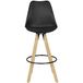 FineBuy Tabouret de bar Set van 2 Tissu Noir avec dossier, hauteur d'assise 77 cm