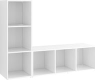vidaXL Meuble TV, 2 pièces, blanc, 107x35x37 cm, panneau de particules