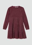 s.Oliver Robe à manches longues, col rond, coupe évasée, uni, bordeaux, taille 116