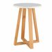 Tendance Bijzet krukje model Oslo - wit - bamboe hout - D30 x H43 cm - bijzettafeltje
