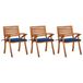 vidaXL Fauteuils de jardin 3 pièces avec coussins bois d'acacia massif