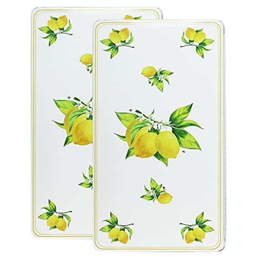 Reston Lloyd Decorative Lightweight Tin Rectangular Cooktop/Burner Cover Set, Fresh Lemons and Honeybees, 11.25 x 19.75