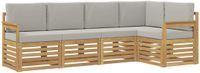 vidaXL - Bank loungeset - 5 zitplekken - Wit en lichtgrijs - Polyester