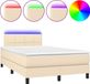 vidaXL Boxspringbed met matras en LED-verlichting, crème kleur, 120x190 cm, gestoffeerd