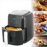 ECOFRY Heteluchtfriteuse zonder olie, 1000 W, 1450 W, met timergrill en receptenboek (friteuse 5,5 liter)