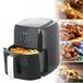 ECOFRY Heteluchtfriteuse zonder olie, 1000 W, 1450 W, met timergrill en receptenboek (friteuse 5,5 liter)