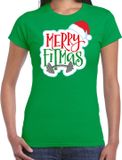 Bellatio Decorations Merry fitmas Kerstshirt / Kerst t-shirt groen voor dames - Kerstkleding / Christmas outfit S