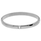 Lucardi - Dames Stainless steel bangle met plating met zirkonia voor dames - Armband - Staal - Zilverkleurig