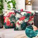 Merkloos Housse de coussin imperméable 40 x 40 cm pour extérieur - Fleurs et feuilles rouge vert