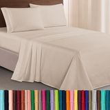 Elegant Comfort Luxe 1500 Premium Hotelkwaliteit Microfiber Drielijn Geborduurde Zachtste 4-delige lakenset, kreuk- en vervagingsbestendig, volledig, crème
