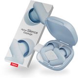 Alpine Hearing protection Alpine Silence Oordoppen - Oordopjes Slapen - Vlieg oordoppen - voor Slapen, Focus & Reizen - Comfortabele, Herbruikbare Gehoorbescherming - Nauwsluitende V-vorm & Zachte Ovale Tips – 4 Maten XS/S/M/L – Blauw