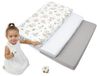 Medi Partners 3-delige hoeslakenset voor babybed, 60 x 120 cm, 100% katoen, beddengoed voor baby's, matras, kinderslaapzak, babybed (bloemen, roze, wit-grijs)