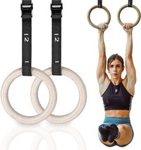KRAKEN Gym Rings - Premium Wooden Adjustable Gymnastic Rings - 32mm Grip - Complete Set