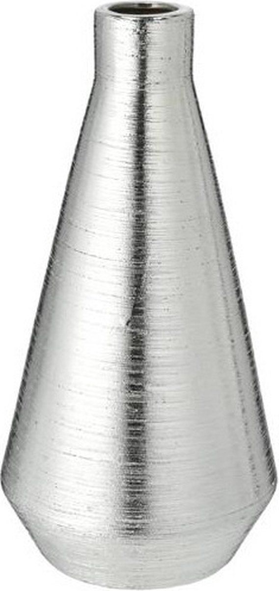 CEPEWA Ronde bloemenvaas zilver keramiek 14 x 28 cm
