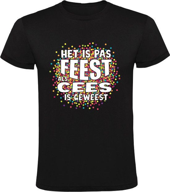 Sol's Het is pas feest als Cees is geweest Heren T-shirt Zwart Maat M