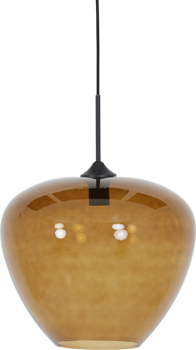 Light & Living Light&Living Hanglamp Ø40x34 cm MAYSON zwart+glas bruin