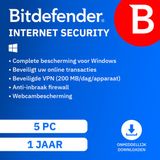 Bitdefender Internet Security - 12 maanden/5 apparaten - Nederlands - Windows download