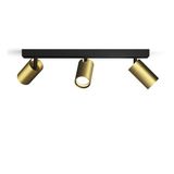 Philips Idris Spot - Plafondspot - Spatwaterdicht IP44-5W - Zwart met goud - Badkamerlamp - Drie lichtpunten - Alleen geschikt voor LED-spots