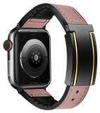 Wigento Apple Watch SE 2023 44mm: hoogwaardige kunstlederen/siliconen band met magnetische sluiting, vervanging, kleur: roze