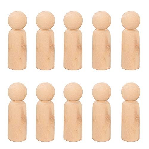 VOANZO 10 Stuks 63mm Onvoltooide Meisje Houten Pop Lichamen Angel Doll Body Peg, Houten Pop Mensen voor Kinderen Kunst en Creatieve DIY Craft (10-jongens)
