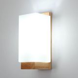 Comely Binnenwandlamp Hout, Moderne E27 Wandlamp Minimalistisch Design, Glazen Kap Wandlamp voor Slaapkamer Woonkamer Gang Café Binnendecoratie