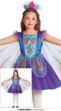 FIESTAS GUIRCA Prachtig pauwenkostuum voor meisjes, blauwe en paarse pauwenjurk met vleugels, kostuums voor meisjes van 5-6 jaar