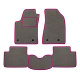 Vloermatten Mitsubishi Vloermatten set voor Mitsubishi L200 2 deuren bouwjaar 2006 tot 2015 van tapijt, gemaakt in Italië, kleur grijs rand fuchsia