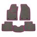 Vloermatten Mitsubishi Vloermatten set voor Mitsubishi L200 2 deuren bouwjaar 2006 tot 2015 van tapijt, gemaakt in Italië, kleur grijs rand fuchsia