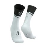 Compressport Mid Compression Socks V2.0 Unisex White/Black Gestreept Halfhoog Vocht absorberend Polyamide Schoenmaat 42-44