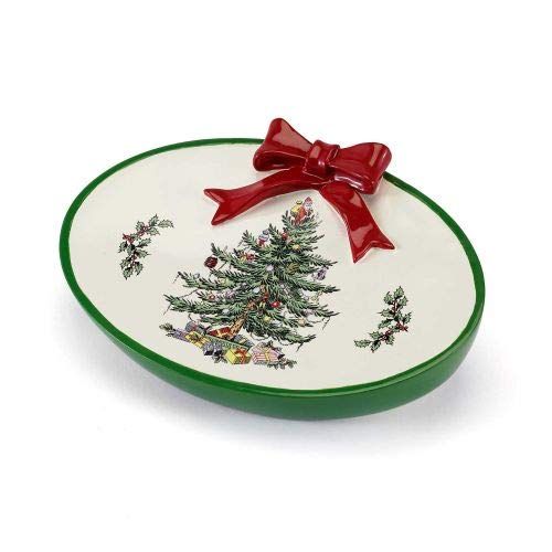 Avanti Linens Spode Christmas Tree Collection Soap Dish, Cotton, Red