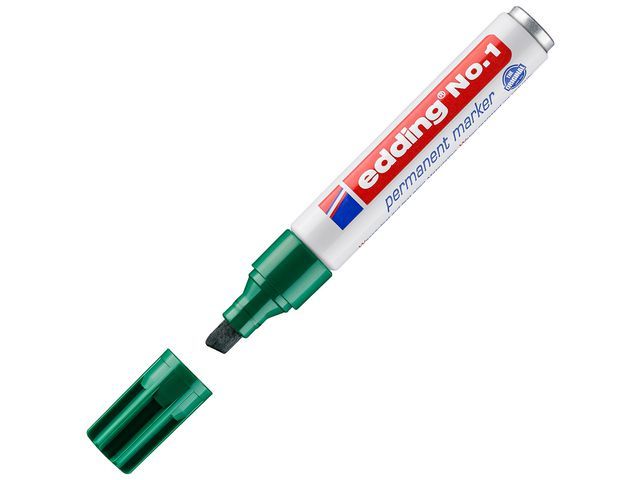 edding No. 1 Permanent Marker - Green - Chisel Tip - 1-5mm
