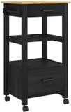 vidaXL Keuken Trolley MONZA Zwart 48 x 40 x 88,5 cm Massief Vurenhout