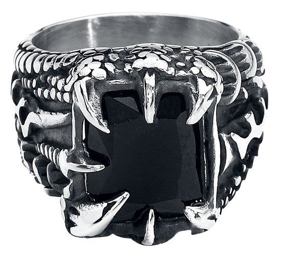 etNox hard and heavy etNox Crystal Claw Heren Ring - zilverkleurig