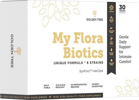 Golden Tree MyFlora Biotics - Herstelt Ph-balans - Intieme balans - Vermindert Geur en Afscheiding - Ondersteunt Gezonde Bacteriën