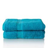 Glart Premium badstoffen handdoekenset, TURQUOISE, 2 douchehanddoeken van 70 x 140 cm