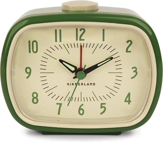 Kikkerland Vintage Retro Alarm Clock - Green - Classic Design - Bedroom Accessory
