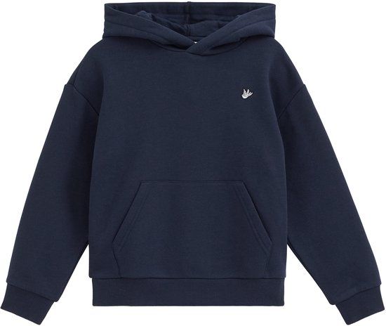 WE Fashion Jongens hoodie met embroidery - Regular fit - Donkerblauw - Katoen - Maat: 146/152
