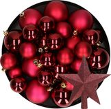 Boules de Noël plastique rouge foncé 6-8-10 cm 45 pièces